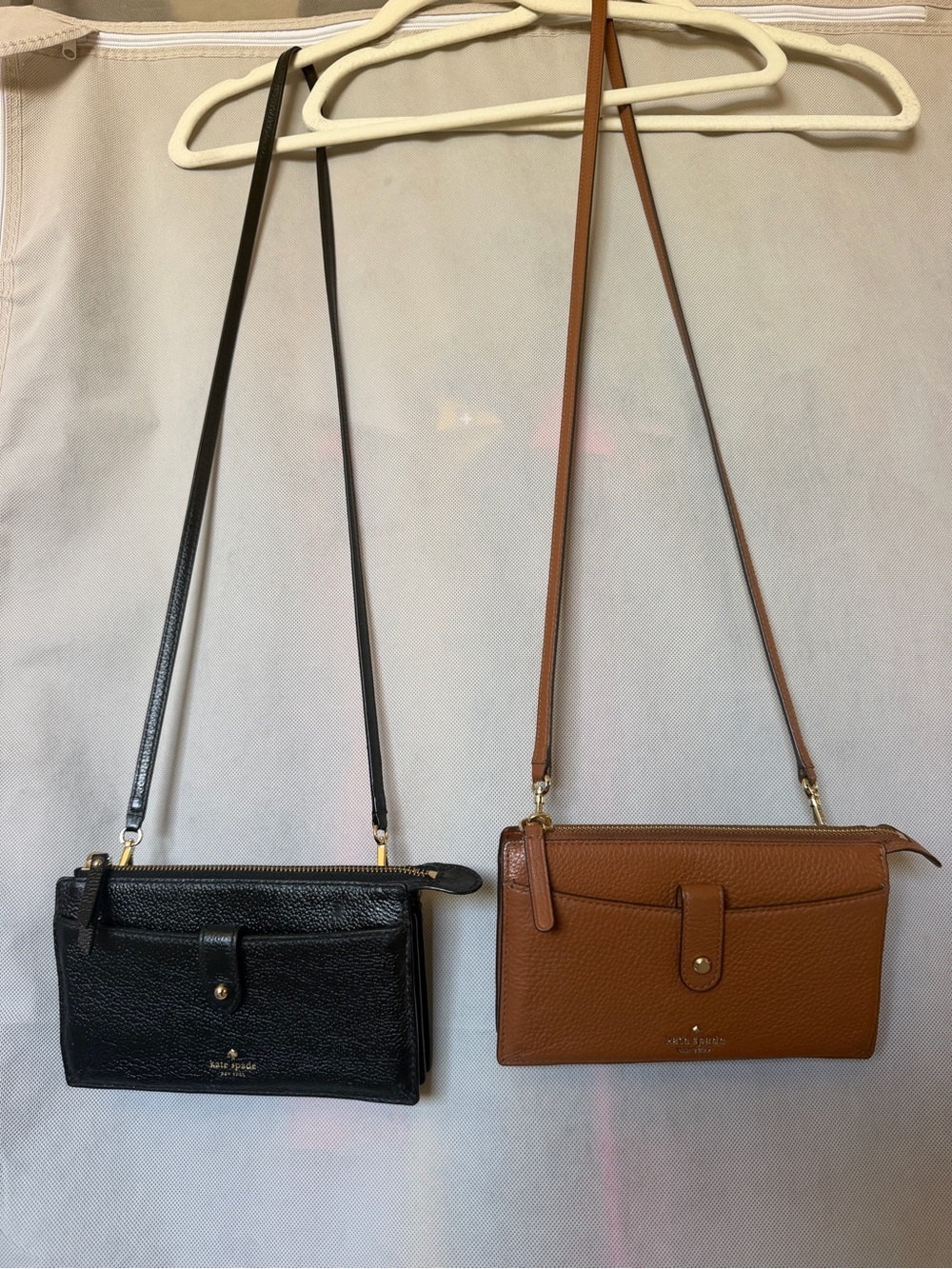 KATE SPADE Black and Brown Leather Crossbody Wallet Duo